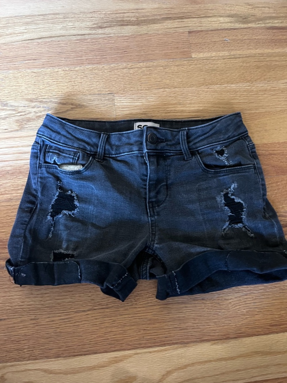 Girls So Distressed Dark Wash Denim Shorts size 12